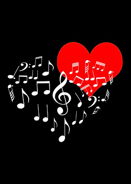 Singing Heart On Black