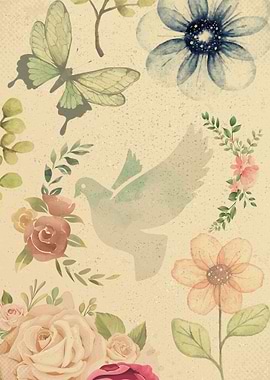 classic pigeon on floral