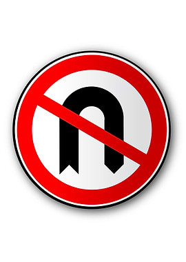 No U Turn Traffic Sign