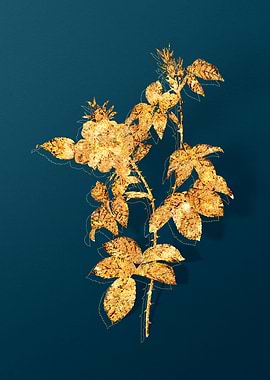 Gold Flower on Teal
