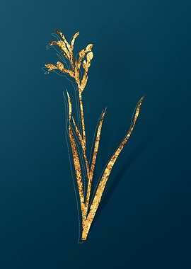 Gold Antique Flowers Teal