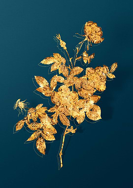 Gold Flower on Teal