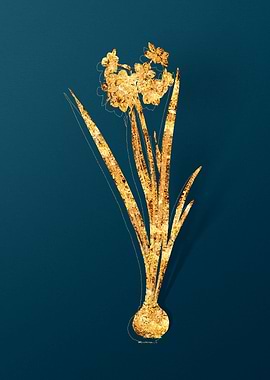 Gold Vintage Floral Teal