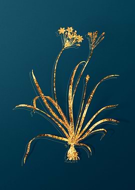 Gold Botanical on Teal