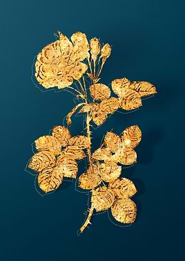 Gold Flowers on Teal