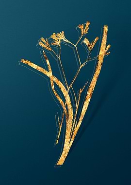 Gold Botanical on Teal