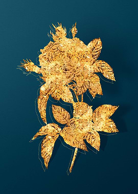 Gold Florals on Teal