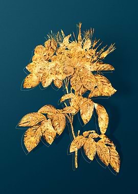 Gold Florals on Teal