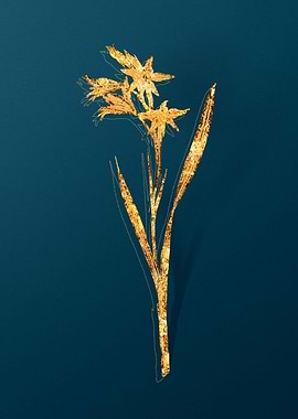 Gold Antique Flowers Teal