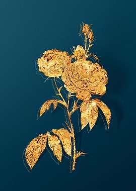 Gold Florals on Teal