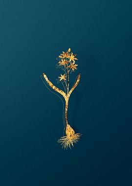 Gold Botanical on Teal