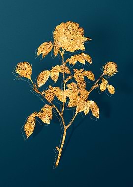 Gold Botanical on Teal