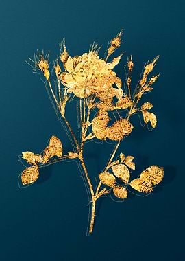 Gold Botanical on Teal