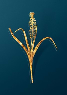 Gold Antique Flowers Teal