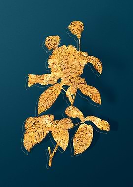 Gold Botanical on Teal