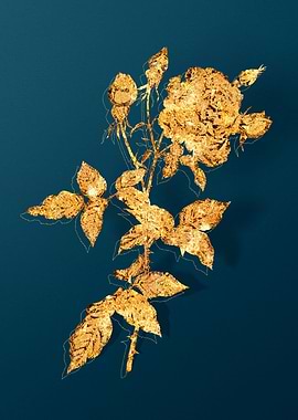 Gold Florals on Teal