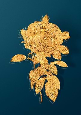 Gold Antique Flowers Teal