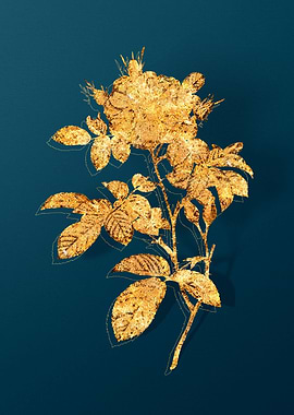 Gold Florals on Teal