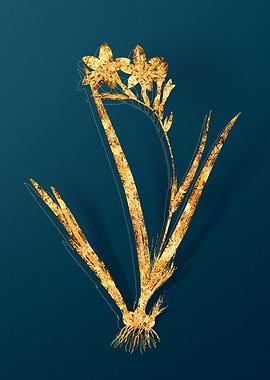 Gold Antique Flowers Teal