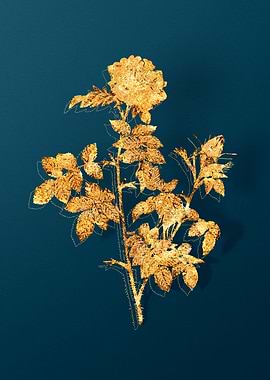 Gold Florals on Teal