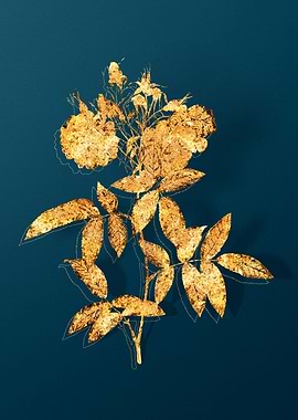 Gold Antique Flowers Teal