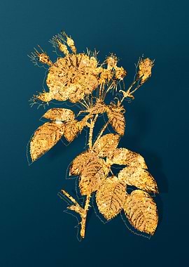 Gold Antique Flowers Teal