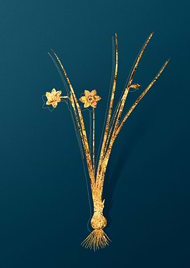 Gold Vintage Floral Teal