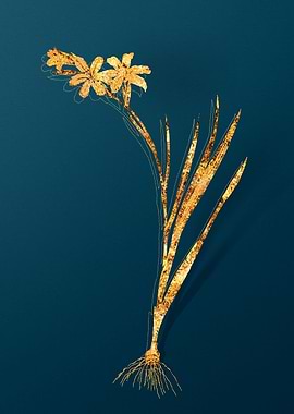 Gold Antique Flowers Teal