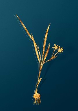 Gold Antique Flowers Teal