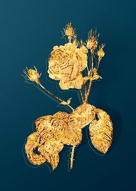 Gold Flowers on Teal