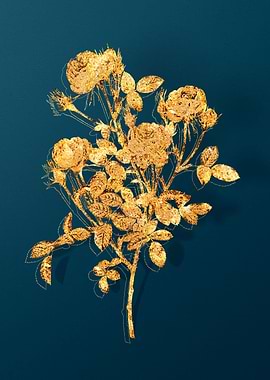 Gold Flowers on Teal