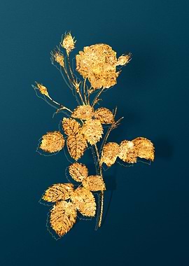 Gold Florals on Teal