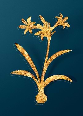 Gold Botanical on Teal