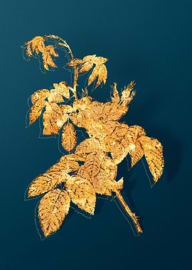 Gold Flowers on Teal