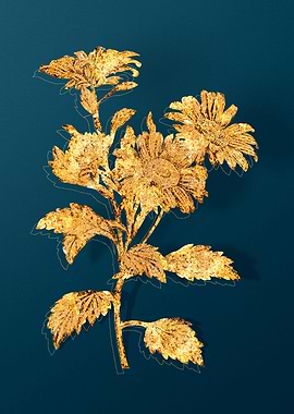 Gold Florals on Teal