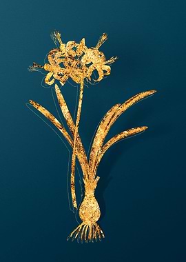 Gold Antique Flowers Teal