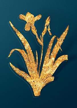 Gold Antique Flowers Teal