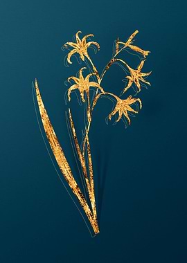 Gold Antique Flowers Teal