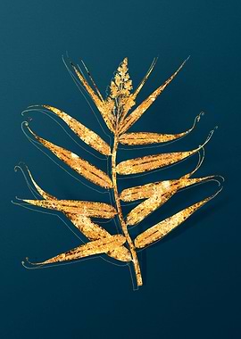 Gold Flower on Teal Blue