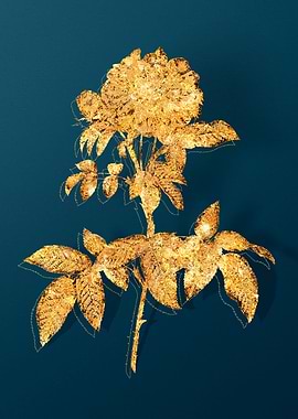 Gold Florals on Teal