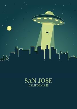 San Jose City Skyline Ufo