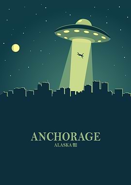 Anchorage city Skyline Ufo