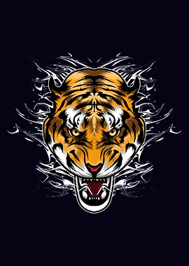 a cool head of angry tiger