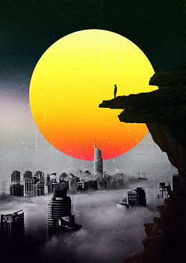 Vintage sunset lost city