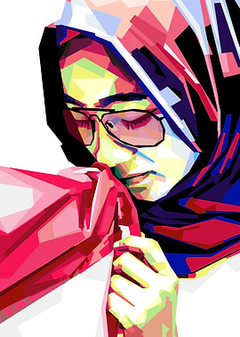 Hijab girl kissing a flag