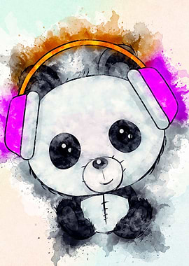 cute panda watercolor