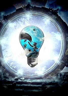 Light bulb with mermaid