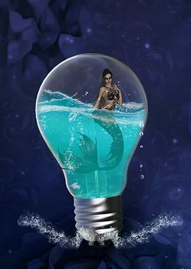 Light bulb with mermaid