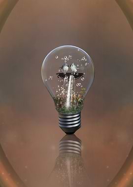 Ligh bulb with birds