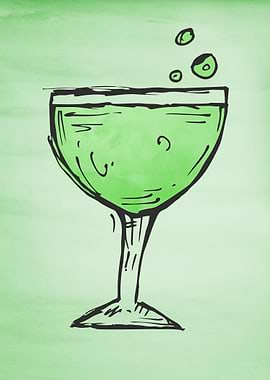 Green Watercolor Cocktail